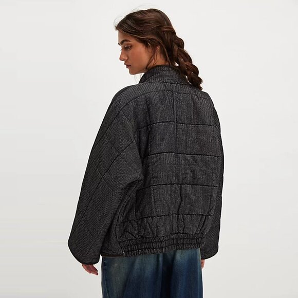 Free People Dolman Quilted Textured Denim Jacket NWT - Picture 2 of 9